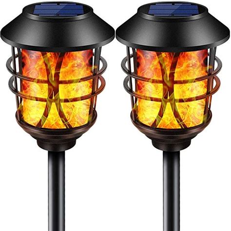 Tomcare Solar Lights Metal Flickering Flame Solar Torches Lights Waterproof Outdoor