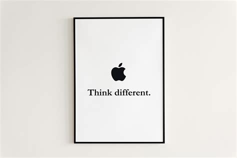 Think Different Apple Slogan Poster, Apple Logo Poster, Rainbow Apple ...