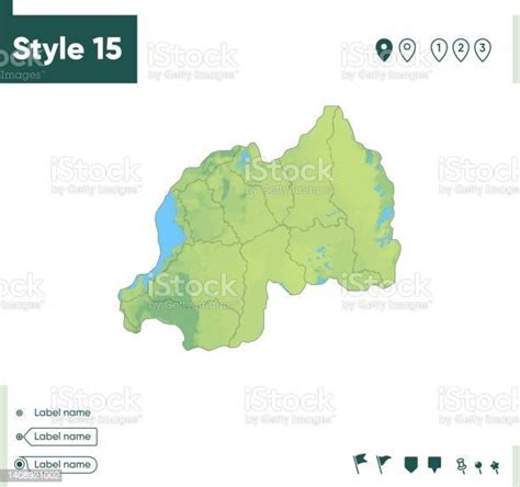 Ilustración De Ruanda Mapa Con Relieve Sombreado Cubierta Terrestre