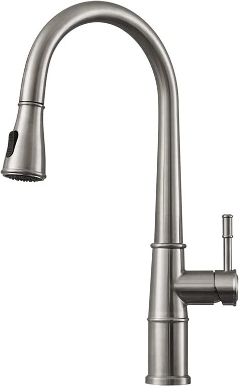 Brushed Nickel Kitchen Faucet with Pull Down Sprayer Sink Faucets 1 ...