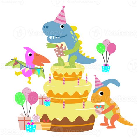 Happy Birthday Dinosaur Party Cake Happy Dino Clipart 28243351 Png