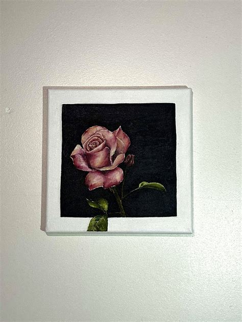 Pink Rose Oil Painting On Canvas Etsy