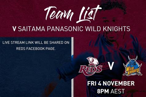 Queensland Reds Announce Team For Saitama Panasonic Wild Knights Clash