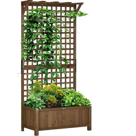 Outsunny Wood Planter With Trellis Wilko