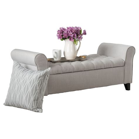 Grey Tufted Storage Bench Homystyle