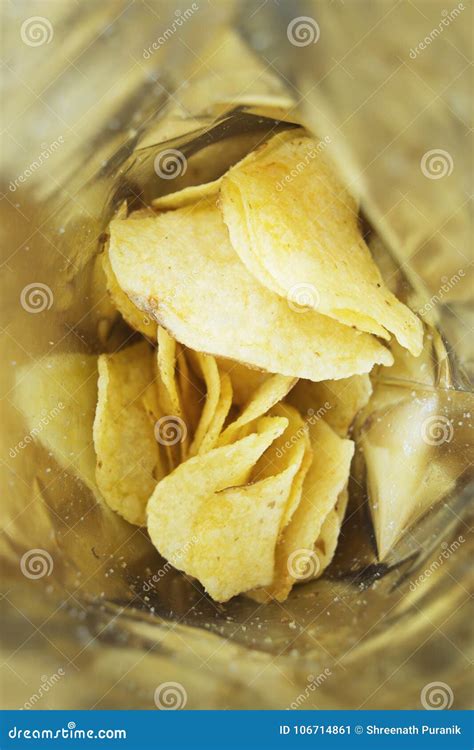 Potato Chips In An Open Bag Stock Image Image Of Plastic Food