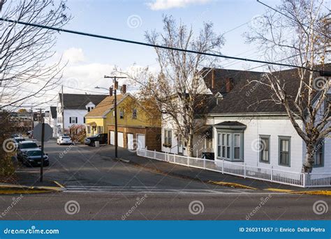 Historical Street of Downtown Biddeford, State of Maine, USA. Stock ...