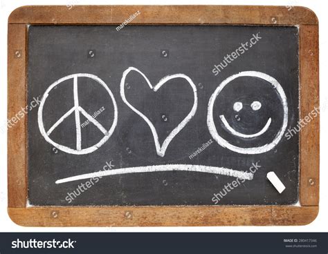 Peace Love Happiness Symbols White Chalk Stock Photo 280417346 ...