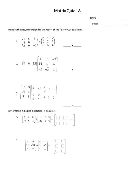 Scalar Multiplication Of Matrices Worksheets Printable Worksheets