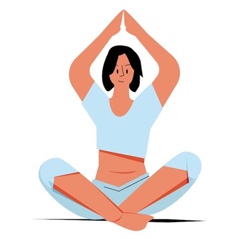 Fille Faisant Du Yoga Assise Dans La Position Du Lotus Vecteur Premium