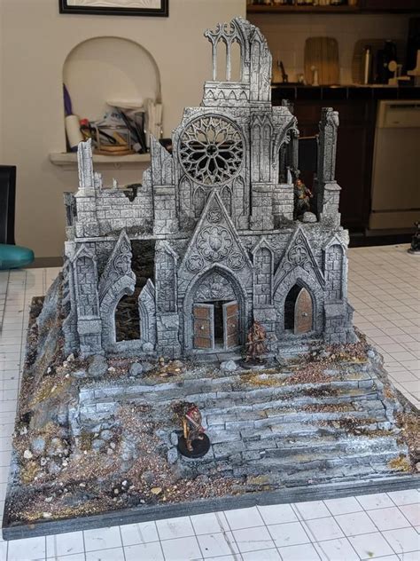 Finished Ruined Cathedral Warhammer Terrain Wargaming Terrain