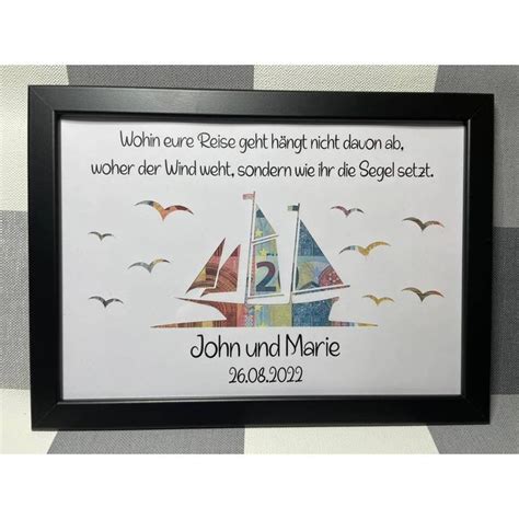 Geldgeschenk Bilderrahmen Hochzeit Schiff Personalisierbar Din A In