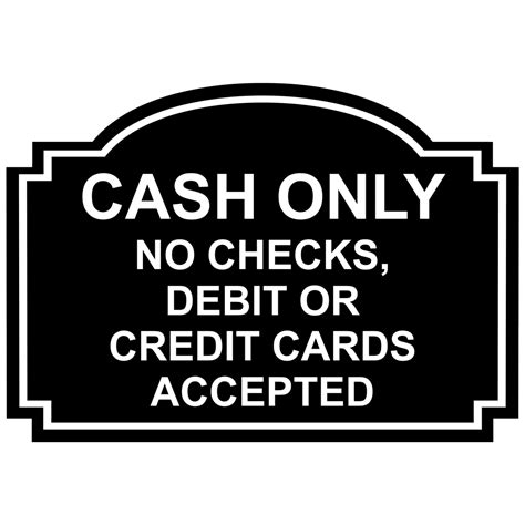 Cash Only Engraved Sign EGRE-15750-WHTonBLK Payment Policies