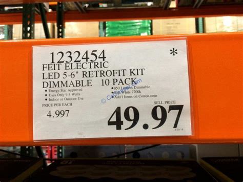 Costco Felt Electric Led Retrofit Kit Dimmable Tag Costco