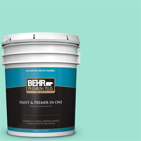 BEHR Premium Plus 5 Gal P430 2 Aqua Wish Satin Enamel Exterior Paint