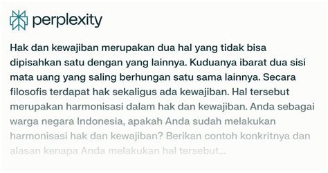 Hak Dan Kewajiban Merupakan Dua Hal Yang Tidak Bisa Dipisahkan Satu