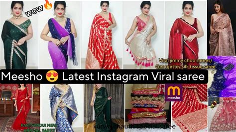 Meesho Saree Haul Meesholatest Saree Haul Viral Jimmychoo Georgette