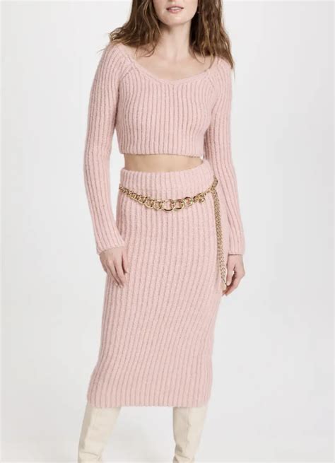 Kenya Moores Pink Cropped Sweater And Skirt Set