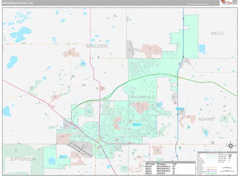 Broomfield County, CO Wall Map Premium Style by MarketMAPS - MapSales