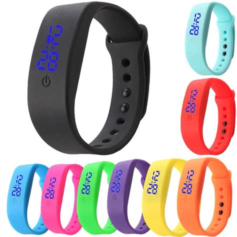 Date Sports Bracelet Digital Wrist Watch Womens Mens Rubber Touch