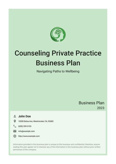 Counseling Practice Business Plan