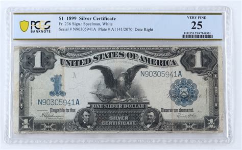 1899 U S 1 One Dollar Black Eagle Silver Certificate PCGS VF25