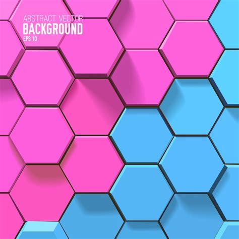 Fondo Geom Trico Con Hex Gonos Rosas Y Azules Vector Gratis