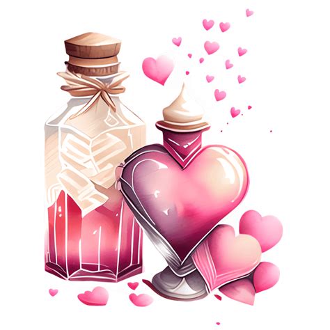 Valentines Love Potion Digital Graphic Romantic Pinks And Cream