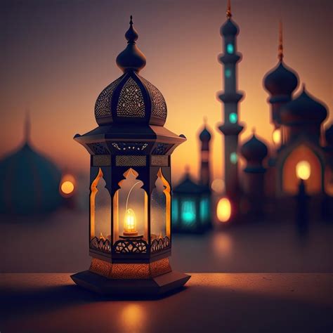 Premium AI Image A Lit Lantern With The Words Eid Al Adha On It