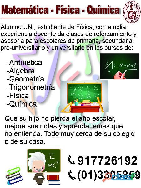 Clases De Matemática Física Y Química En Perú Clasf Servicios