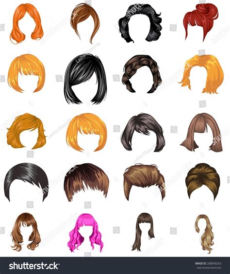 Hair Styles Collection Vector Stock Vector 208040263 Shutterstock