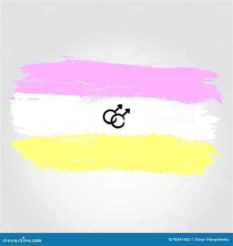 Twink Pride Flag In A Form Of Brush Stroke With Gender Symbol Stock