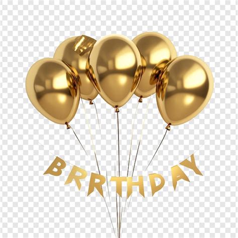 Golden Balloons And Birthday Banner Premium Ai Generated Psd