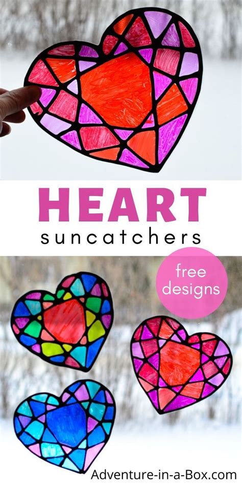 Stained Glass Heart Suncatcher Valentines Art February Crafts