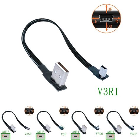 Mini USB B Tipi 5pin Erkek Yukar A A Sol Sa A L 90 Derece USB