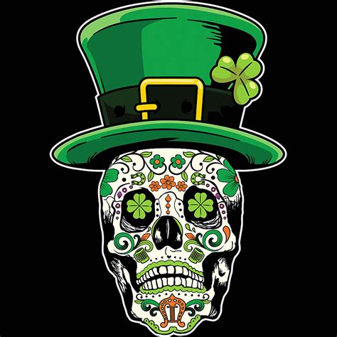 Sugar Skull Saint Patricks Day Of Dead Design St Patty Png Etsy