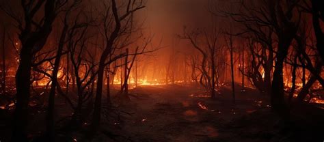 Premium Photo Devastating Forest Fire Engulfing Trees In Flames