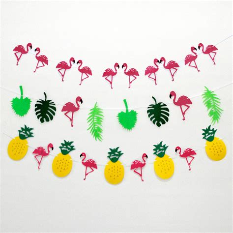 Assorted Flamingo Pineapple Banner Garland Decor Hawaiian Luau Party