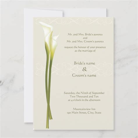 White Calla Lily Wedding Invitation Zazzle