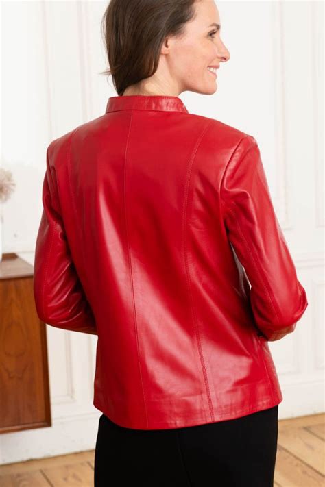 Blouson Femme Cityzen Christelle Agneau Perle Rouge Cuir