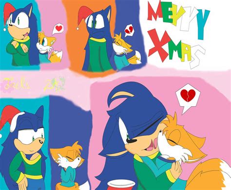 Tails and Sonic Xmas Kiss by CrazyCakesune on DeviantArt