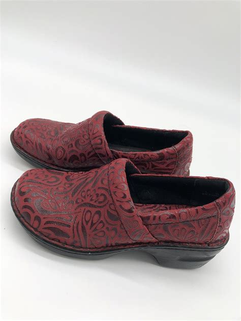 Boc Born Concept Clogs Mules Work Shoes Red Tooled Le Gem