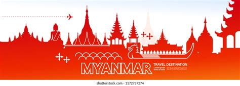 Myanmar Travel Destination Grand Vector Illustration Stock Vector Royalty Free 1714802698