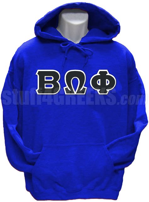 Beta Omega Phi Greek Letter Pullover Hoodie Sweatshirt Royal Blue