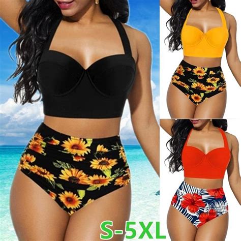 Kaufe Sexy S 5XL Große Badeanzüge Push Up Bikini Weibliche Plus Size