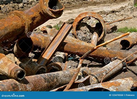 Cracked Old Sewer Pipe Located In Local River With Wastewater Coming