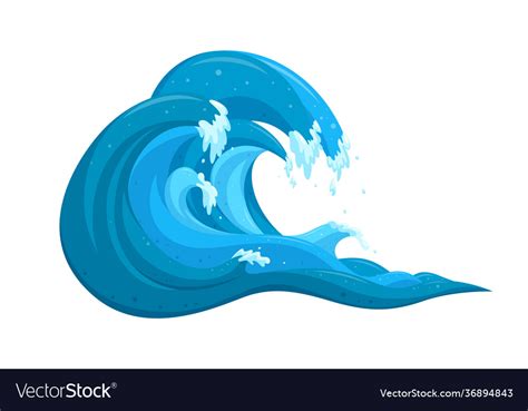 Tropical tsunami wave in cartoon style ocean Vector Image