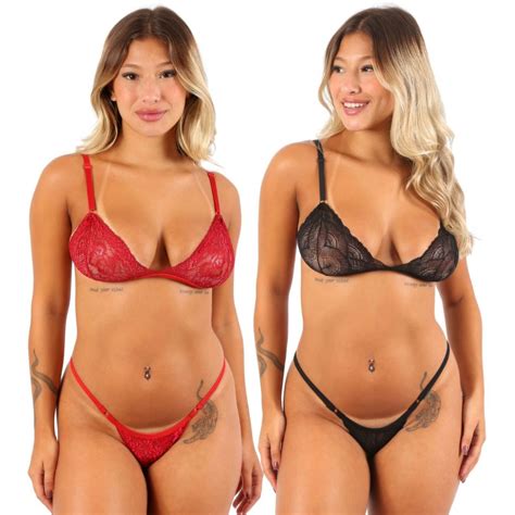 Kit Lingerie Sexy Conjunto Renda Mel Sensual Transparente Feminino