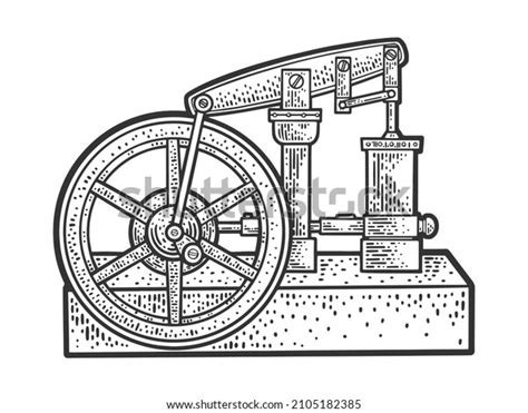 Dibujo Del Motor De Vapor Grabando Vector De Stock Libre De Regal As