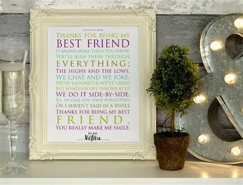 Thank You Poem for A Friend Personalized Printable Best Friend Certificate DIY Friendship Sign ...